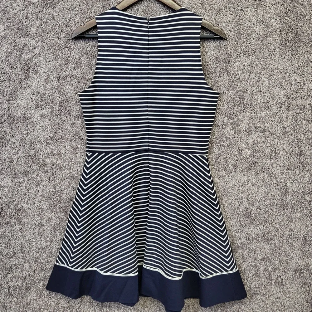 Kate Spade Fit and Flare Dress Womens 4 Navy White Striped Excellent NJMU8912